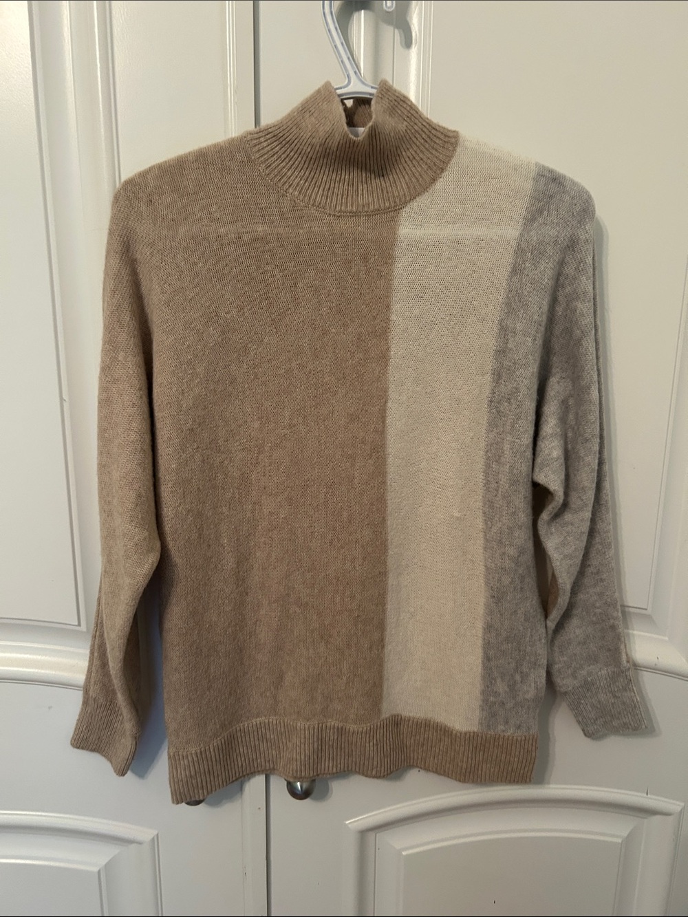 Reitmans Cashmere Blend Colorblock Mock Neck Sweater